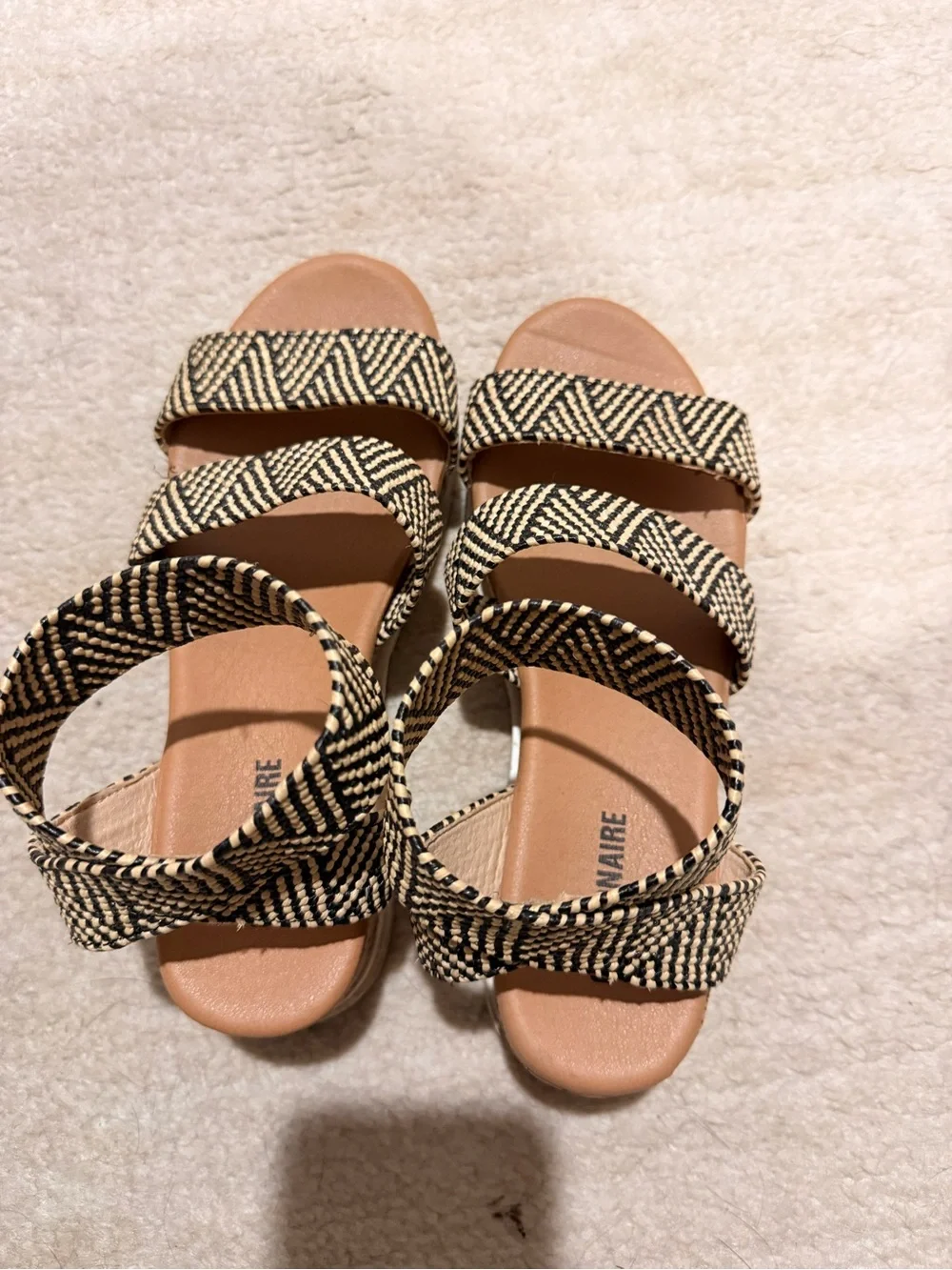 Cushionaire Black & Cream Geometric Woven Ankle-Strap Sandals - Picture 2 of 4